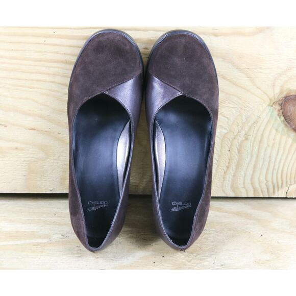 Dansko Pumps 8 Brown Suede Leather Tuttie Heels 3" Slip On Shoes - Picture 5 of 8
